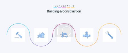 Illustration for Building And Construction Blue 5 Icon Pack Including gage. construction. appartment. building. transport - Royalty Free Image