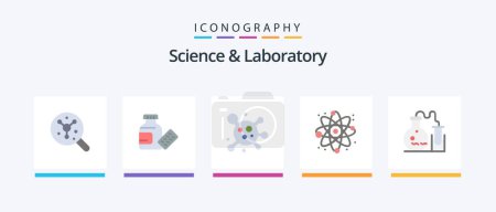 Téléchargez les illustrations : Science Flat 5 Icon Pack Including . lab. molecule. flask. science. Creative Icons Design - en licence libre de droit