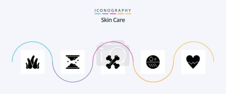 Illustration for Skin Glyph 5 Icon Pack Including skin. dermatology. skin care. dermatologist. healthy bones - Royalty Free Image