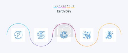Téléchargez les illustrations : Earth Day Blue 5 Icon Pack Including laurel. garland. earth. earth. world - en licence libre de droit