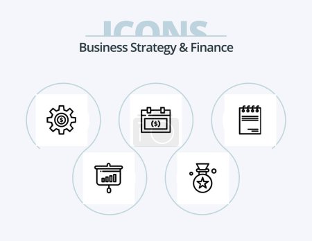 Téléchargez les illustrations : Business Strategy And Finance Line Icon Pack 5 Icon Design. sales. chart. e. law. finance - en licence libre de droit
