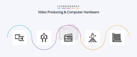 Illustration for Video Producing And Computer Hardware Line 5 Icon Pack Including oscar. academy. human. clapperboard. clapboard - Royalty Free Image