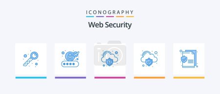 Ilustración de Web Security Blue 5 Icon Pack Including text. document. data. cloud computing. cloud. Creative Icons Design - Imagen libre de derechos