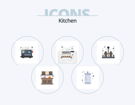 Ilustración de Kitchen Flat Icon Pack 5 Icon Design. salt. kitchen. breakfast. frying pan. cook - Imagen libre de derechos