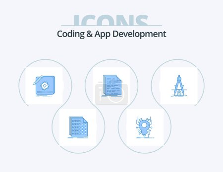 Téléchargez les illustrations : Coding And App Development Blue Icon Pack 5 Icon Design. doc. code. virus. design. logo - en licence libre de droit