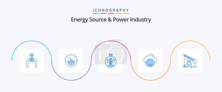 Téléchargez les illustrations : Energy Source And Power Industry Blue 5 Icon Pack Including oil. construction. green. co industry. invironmental - en licence libre de droit