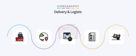 Ilustración de Delivery And Logistic Line Filled Flat 5 Icon Pack Including document. check. location. product. delivery - Imagen libre de derechos