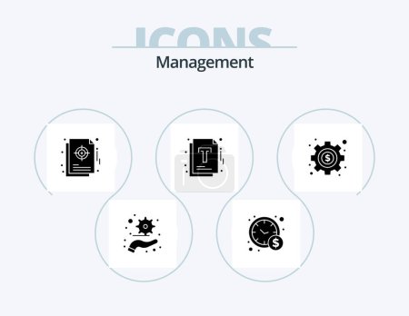Illustration for Management Glyph Icon Pack 5 Icon Design. seo. management. management. optimization. file - Royalty Free Image