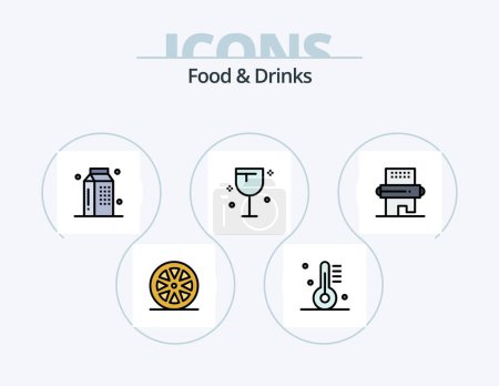 Illustration for Food and Drinks Line Filled Icon Pack 5 Icon Design. bar. drinks. cooking. can. meal - Royalty Free Image