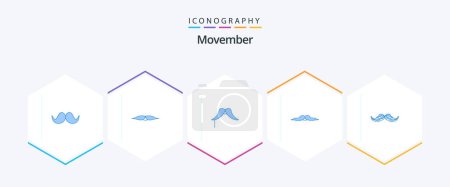 Illustration for Movember 25 Blue icon pack including . - Royalty Free Image