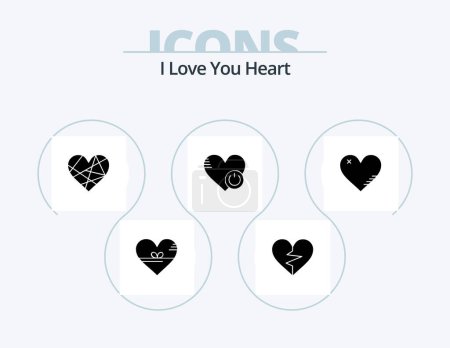 Illustration for Heart Glyph Icon Pack 5 Icon Design. switch. shutdown. favorite. gift. like - Royalty Free Image