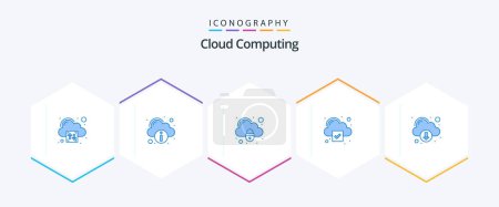 Illustration for Cloud Computing 25 Blue icon pack including technology. ok. cloud. mark. check - Royalty Free Image