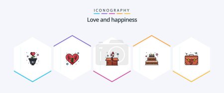 Illustration for Love 25 FilledLine icon pack including brief. candle. box. wedding. cake - Royalty Free Image