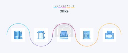 Illustration for Office Blue 5 Icon Pack Including . office. office - Royalty Free Image