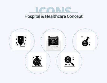 Ilustración de Diseño de Icono de Glifo de Concepto Hospitalario y Sanitario 5 Icon. .. asistencia sanitaria. - Imagen libre de derechos