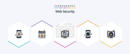 Illustration for Web Security 25 FilledLine icon pack including ok. check. classified. authentication. secret - Royalty Free Image