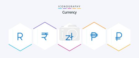 Illustration for Currency 25 Blue icon pack including money. ruble. poland. peso. currency - Royalty Free Image