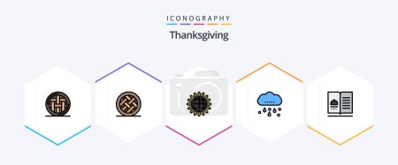 Téléchargez les illustrations : Thanksgiving 25 FilledLine icon pack including thanksgiving. rain. pie. cloud. thanksgiving - en licence libre de droit
