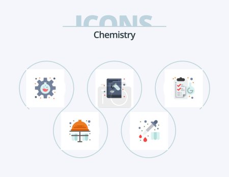 Illustration for Chemistry Flat Icon Pack 5 Icon Design. chemical. experiment. flask. education. chemical - Royalty Free Image