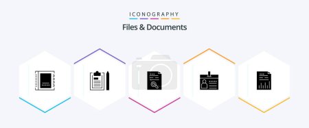Ilustración de Files And Documents 25 Glyph icon pack including document. badge. notepad. find. document - Imagen libre de derechos