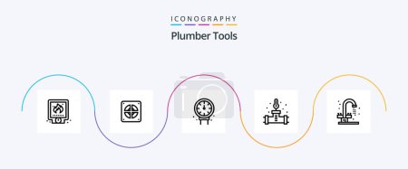 Ilustración de Plumber Line 5 Icon Pack Including bathroom. plumbing. plumbing. plumber. plumbing - Imagen libre de derechos