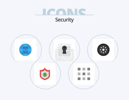 Téléchargez les illustrations : Security Flat Icon Pack 5 Icon Design. locked. security. globe. safe. key - en licence libre de droit