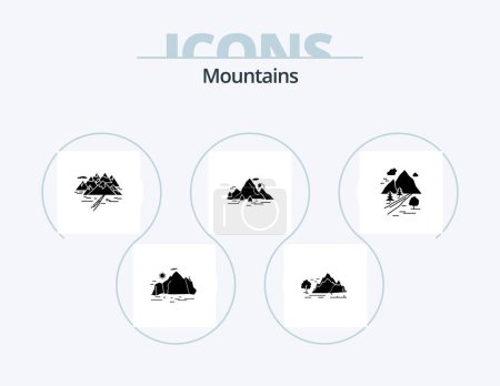 Illustration for Mountains Glyph Icon Pack 5 Icon Design. tree. tree. landscape. mountain. landscape - Royalty Free Image