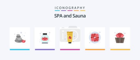 Téléchargez les illustrations : Sauna Flat 5 Icon Pack Including . flower. sauna. Creative Icons Design - en licence libre de droit