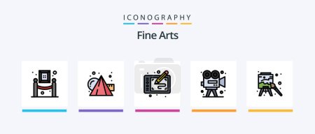Téléchargez les illustrations : Fine Arts Line Filled 5 Icon Pack Including arts. poem. art. art. voice. Creative Icons Design - en licence libre de droit