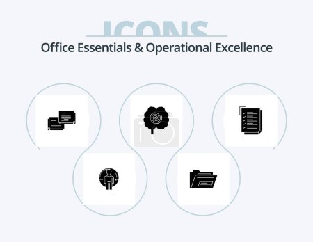 Téléchargez les illustrations : Office Essentials And Operational Exellence Glyph Icon Pack 5 Icon Design. psychology. head. rar. brain. message - en licence libre de droit