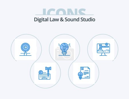 Illustration for Digital Law And Sound Studio Blue Icon Pack 5 Icon Design. fail. concept. invention. property. find - Royalty Free Image