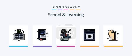 Ilustración de School And Learning Line Filled 5 Icon Pack Including school. bag. learn. knowledge. book. Creative Icons Design - Imagen libre de derechos
