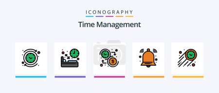 Téléchargez les illustrations : Time Management Line Filled 5 Icon Pack Including watch. application. display. app. time. Creative Icons Design - en licence libre de droit