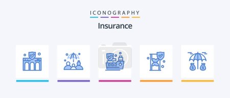 Ilustración de Insurance Blue 5 Icon Pack Including protection. investment. ship. shield. insurance. Creative Icons Design - Imagen libre de derechos