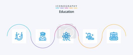 Illustration for Education Blue 5 Icon Pack Including . schoolbag. education. education. education - Royalty Free Image