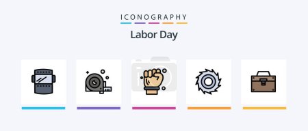 Illustration for Labor Day Line Filled 5 Icon Pack Including . helmet . flag . hard hat . cap. Creative Icons Design - Royalty Free Image