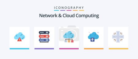 Illustration for Network And Cloud Computing Flat 5 Icon Pack Including . location. server. map. upload. Creative Icons Design - Royalty Free Image