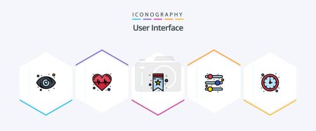 Illustration for User Interface 25 FilledLine icon pack including . . star. watch. clock - Royalty Free Image