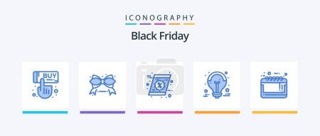 Téléchargez les illustrations : Black Friday Blue 5 Icon Pack Including calendar. grand sale. coupon. big sale. ideas. Creative Icons Design - en licence libre de droit