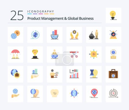 Illustration for Product Managment And Global Business 25 Flat Color icon pack including modern. business. architecture. solutions. development - Royalty Free Image