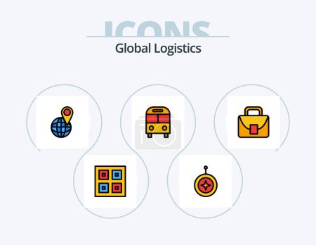 Illustration for Global Logistics Line Filled Icon Pack 5 Icon Design. debit. transportation. star. logistic. box - Royalty Free Image