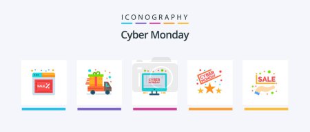 Ilustración de Cyber Monday Flat 5 Icon Pack Including hand. time. online shop. discount. rating. Creative Icons Design - Imagen libre de derechos