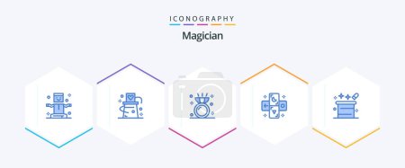 Illustration for Magician 25 Blue icon pack including magic. tarot. trick. horoscope. ring - Royalty Free Image