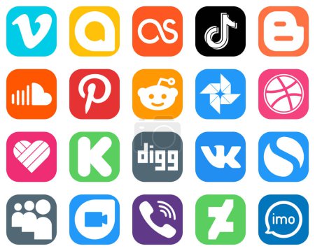 Illustration for 20 Modern Social Media Icons such as dribbble. reddit. pinterest and sound icons. Gradient Social Media Icons Collection - Royalty Free Image