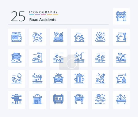 Illustration for Road Accidents 25 Blue Color icon pack including signaling. pedestrian. car. danger. and - Royalty Free Image