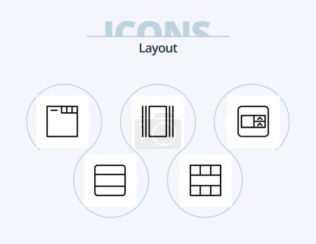Téléchargez les illustrations : Layout Line Icon Pack 5 Icon Design. . select box. grid. form. tabs - en licence libre de droit