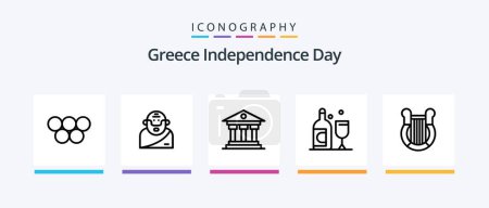 Téléchargez les illustrations : Greece Independence Day Line 5 Icon Pack Including greece. sagittarius. glass. astrology. mythology. Creative Icons Design - en licence libre de droit
