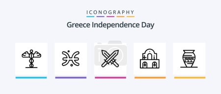 Ilustración de Greece Independence Day Line 5 Icon Pack Including zodiac. astrology. olympic. greece. shield. Creative Icons Design - Imagen libre de derechos