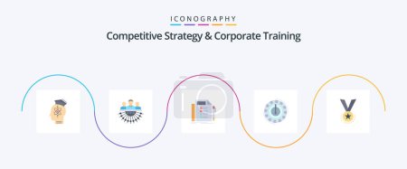 Téléchargez les illustrations : Competitive Strategy And Corporate Training Flat 5 Icon Pack Including expense. consumption. management. task. plan - en licence libre de droit