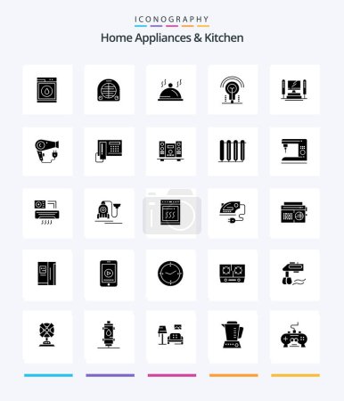 Ilustración de Creative Home Appliances And Kitchen 25 Glyph Solid Black icon pack  Such As kitchen. servise. heating. pallat. hotel - Imagen libre de derechos